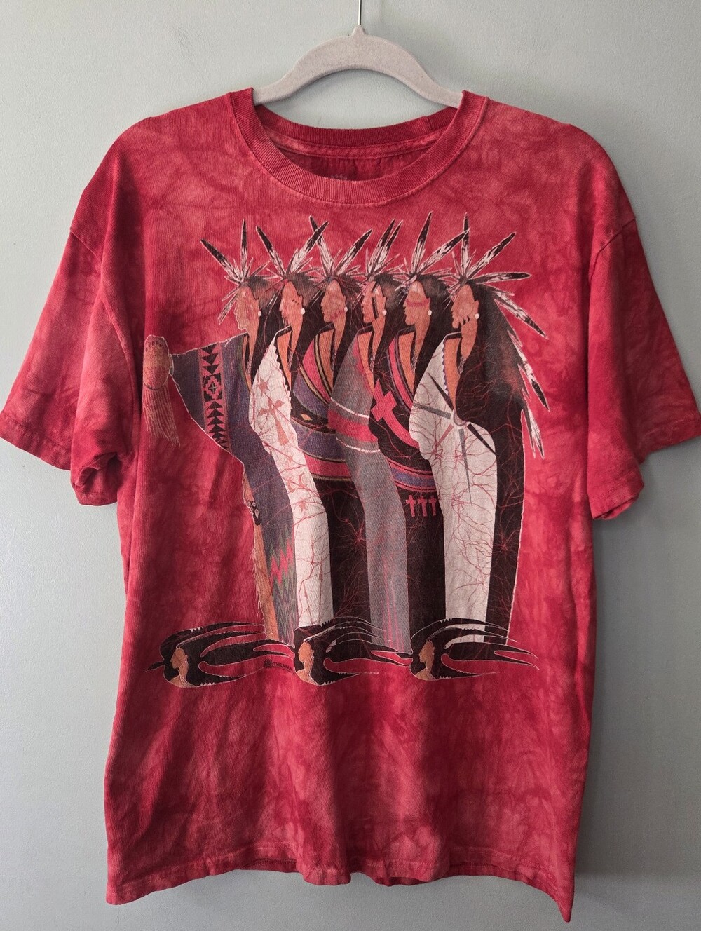 The Mountain Shirt Mens Medium Red Native American Abstract Tie Dye 2004 Large
